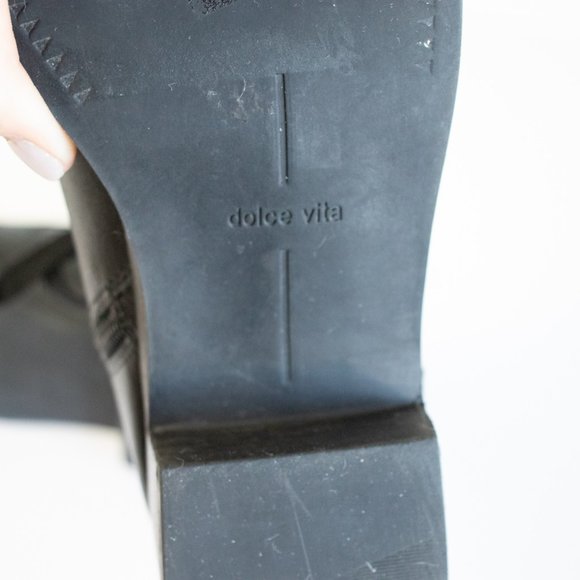 Dolce Vita Black Heeled Lace-Up Combat Boots - Picture 9 of 10